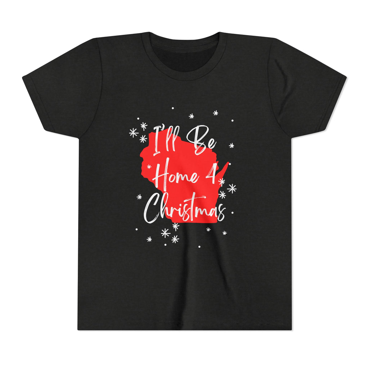 Youth Wisconsin, I'll Be Home For Christmas T Shirt by Holiday Fun