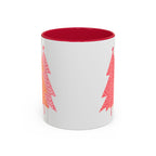 Simple Pink Pine Trees Coffee Mug (11oz), mug color and detail view 13