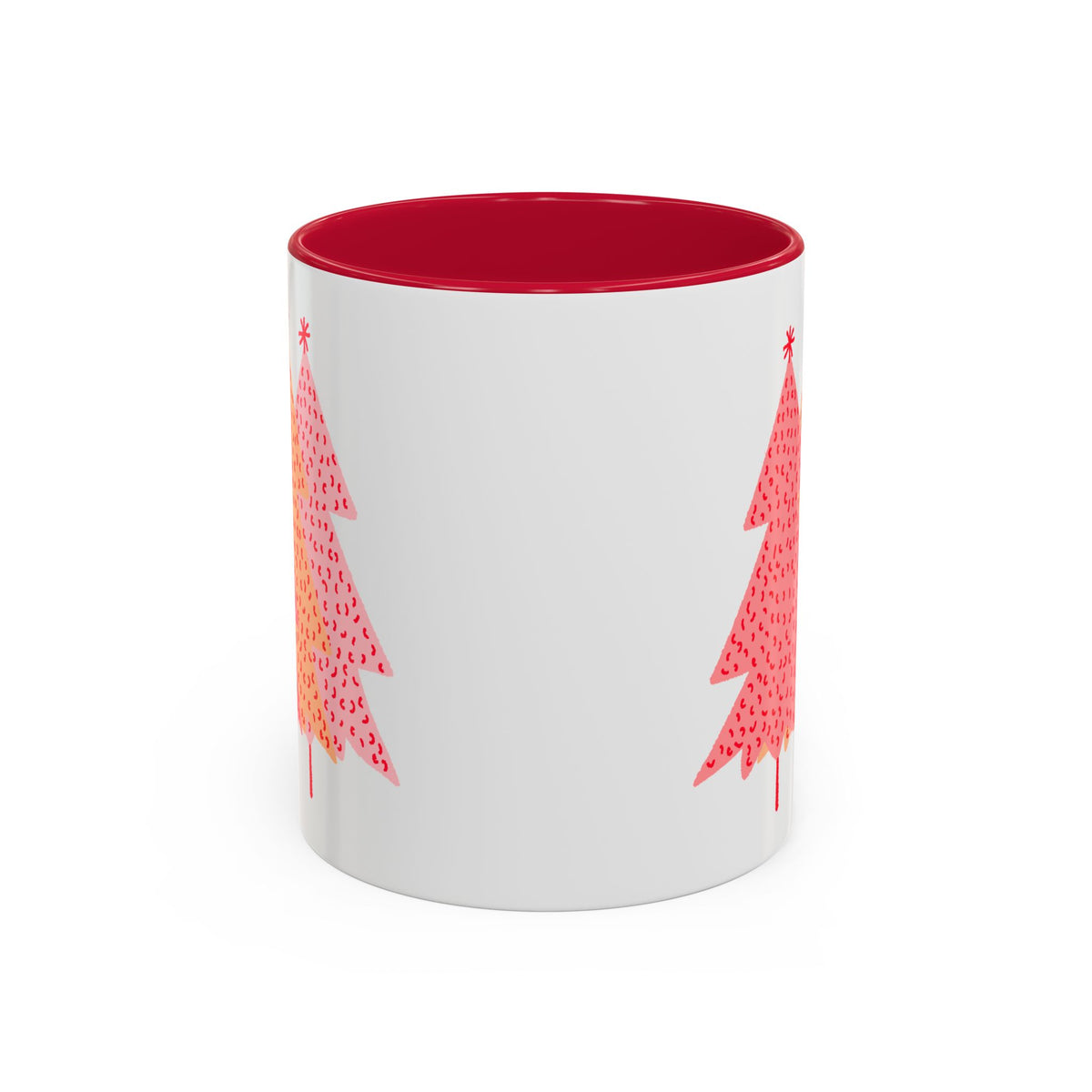 Simple Pink Pine Trees Coffee Mug (11oz), mug color and detail view 13