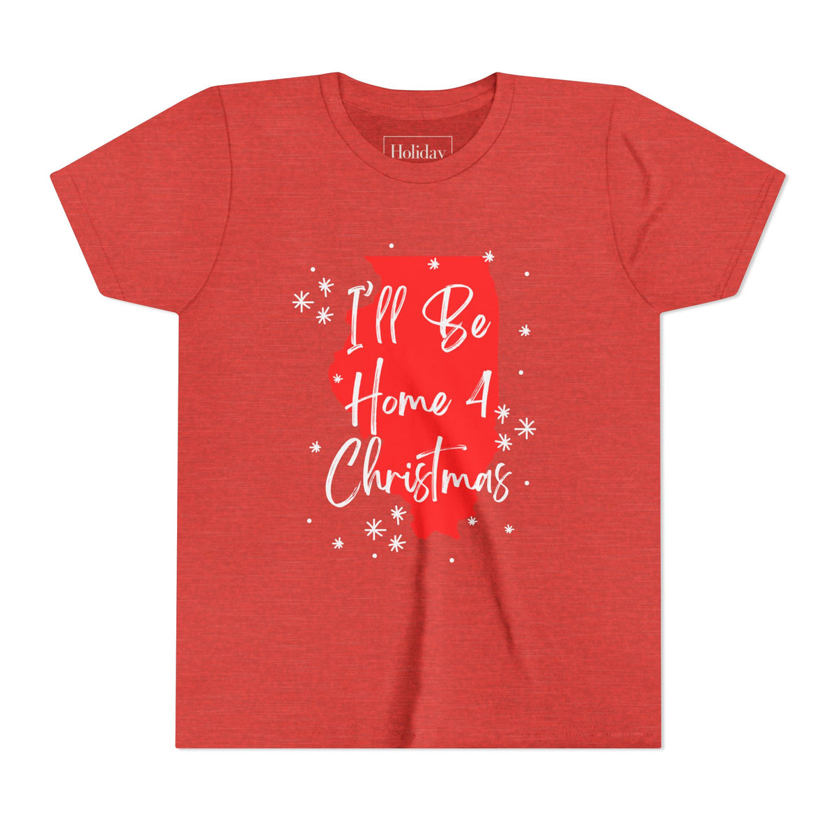 Youth Illinois, I'll Be Home For Christmas T Shirt, youth shirt color and fit view 6