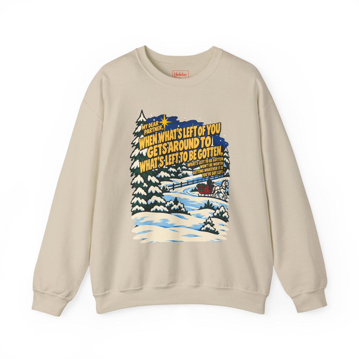 White Christmas Quote Crewneck Sweatshirt, apparel product mockup 1