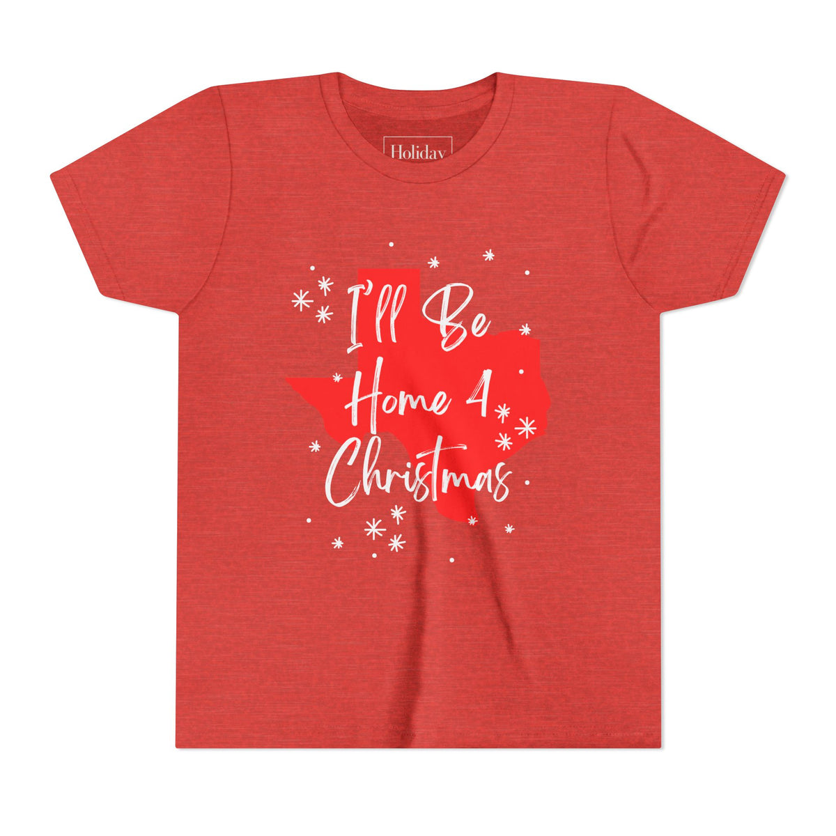 Youth Texas, I'll Be Home For Christmas T Shirt, youth shirt color and fit view 6