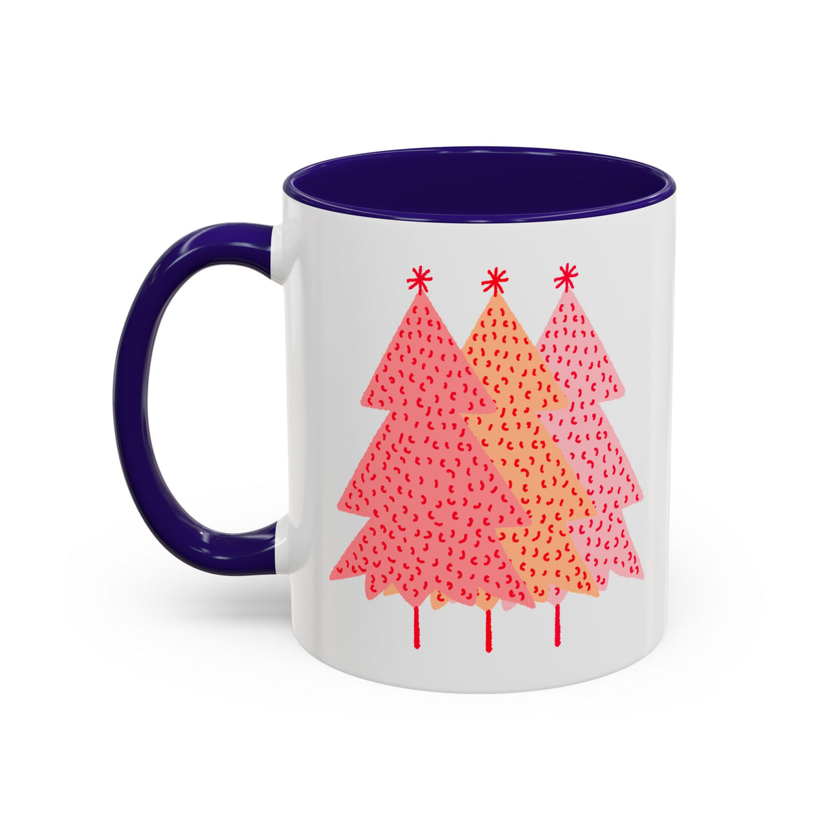 Simple Pink Pine Trees Coffee Mug (11oz), mug color and detail view 5