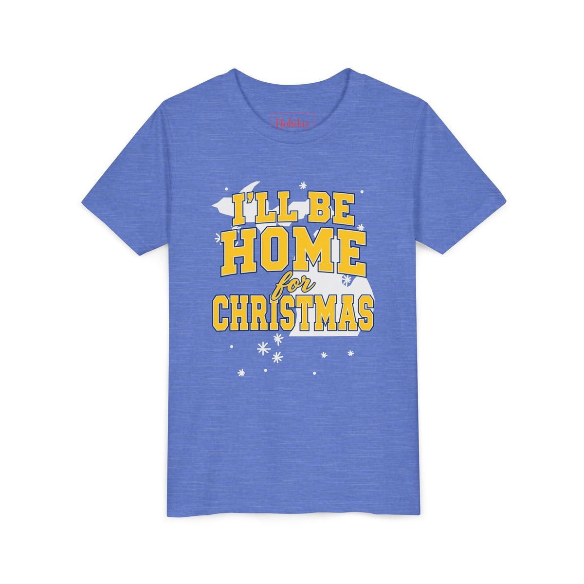 Youth Michigan I'll Be Home For Christmas Maize & Blue T-Shirt