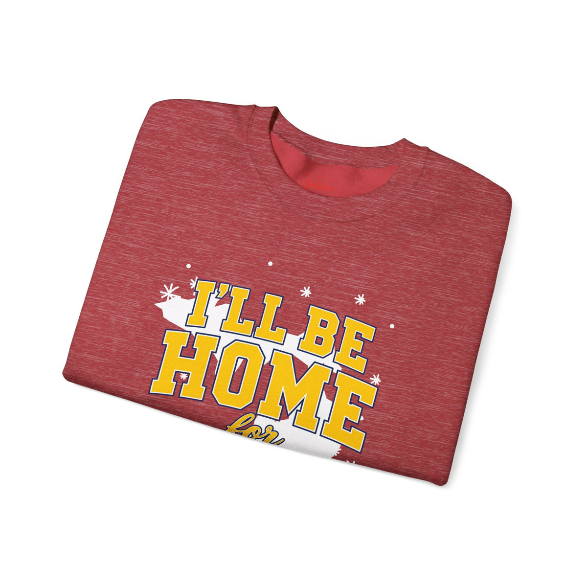 Michigan, I'll Be Home for Christmas Maize & Blue Crewneck Sweatshirt