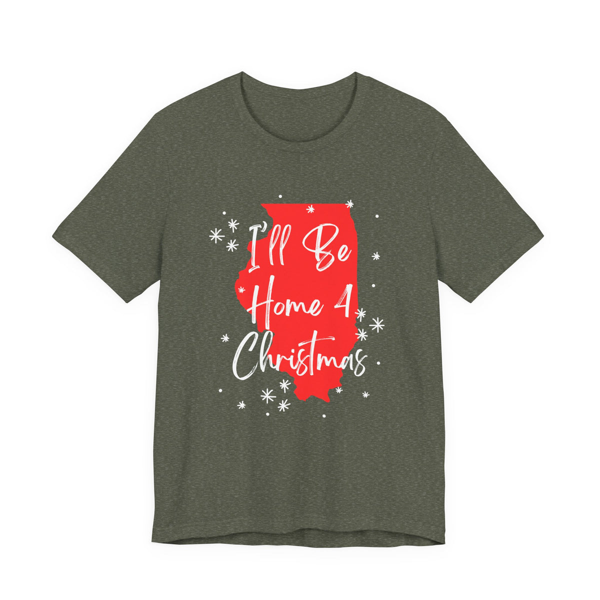 Illinois, I'll Be Home For Christmas T Shirt, shirt color and fit view 9