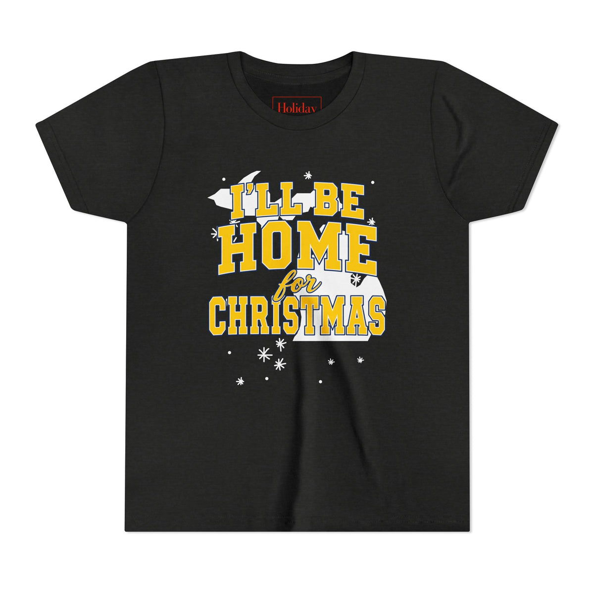 Youth Michigan I'll Be Home For Christmas Maize & Blue T-Shirt