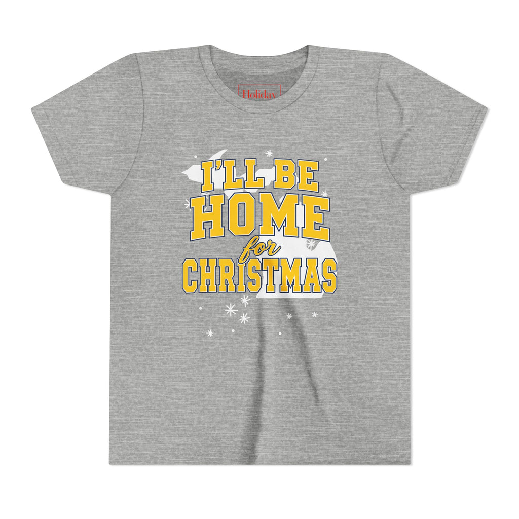 Youth Michigan I'll Be Home For Christmas Maize & Blue T-Shirt