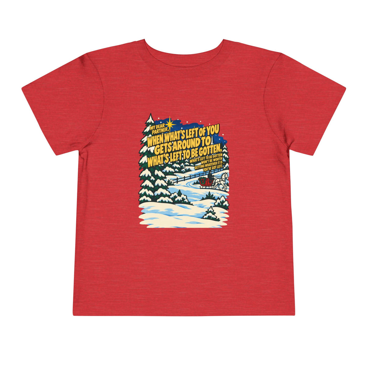 Toddler White Christmas Quote T-Shirt, apparel product mockup 5