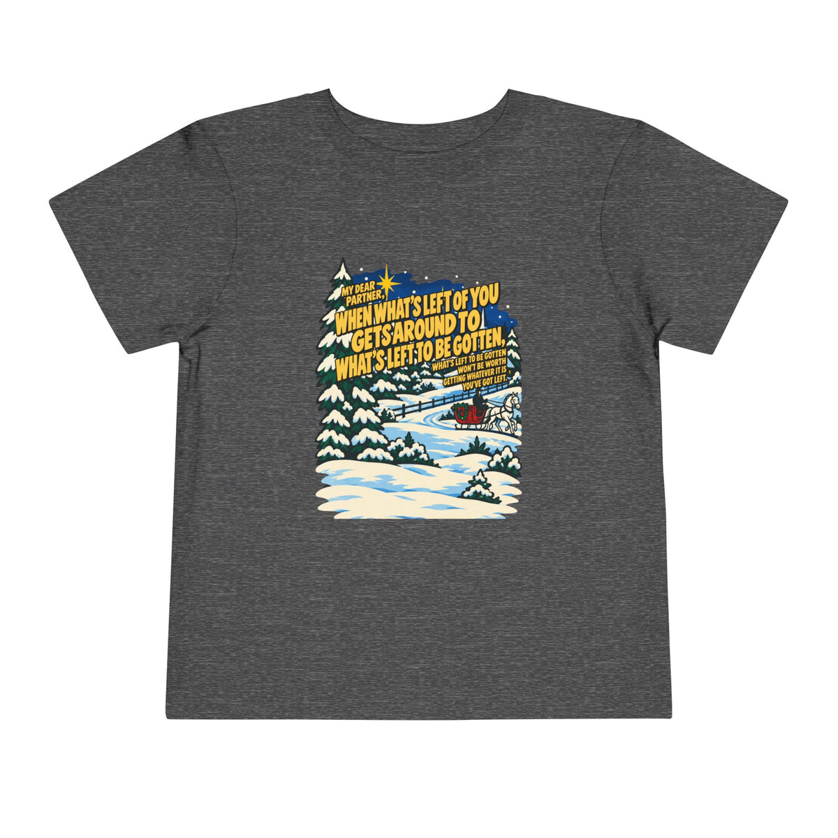 Toddler White Christmas Quote T-Shirt, apparel product mockup 3