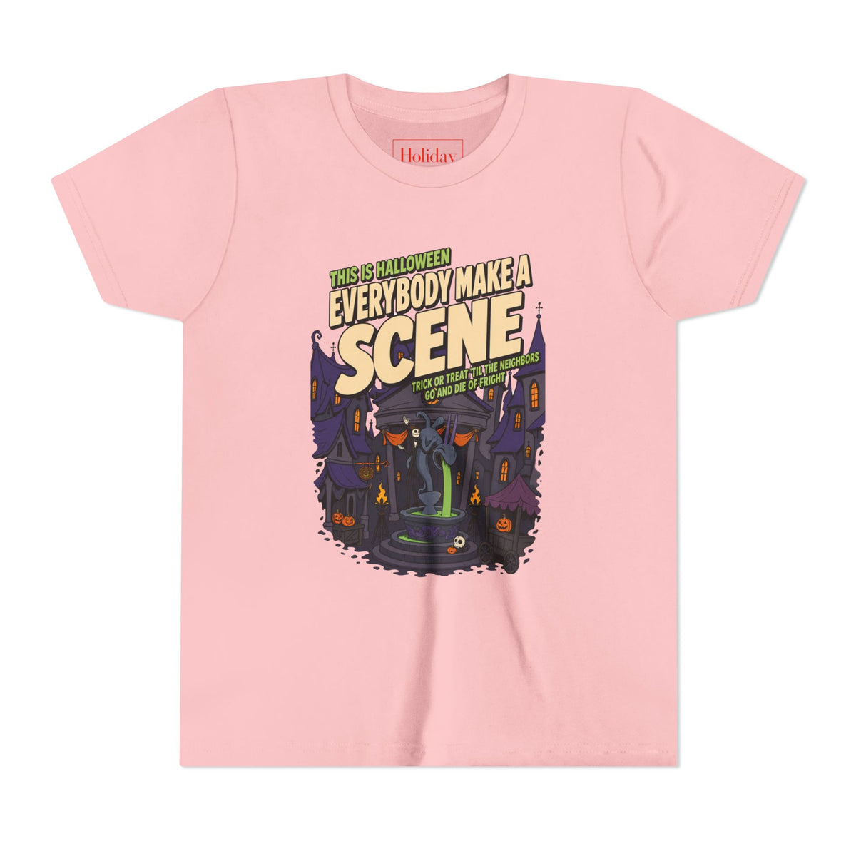 Youth Nightmare Before Christmas Halloween Town T Shirt, youth shirt color and fit view 2