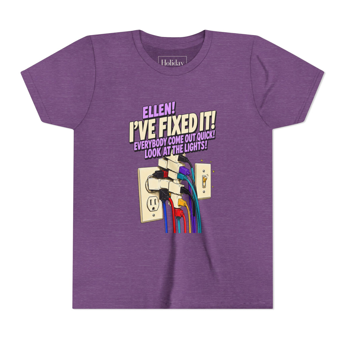 Youth "Ellen! I’ve Fixed It!" Funny Christmas Vacation T Shirt, youth shirt color and fit view 5