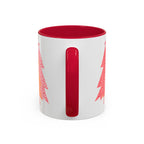 Simple Pink Pine Trees Coffee Mug (11oz), mug color and detail view 14