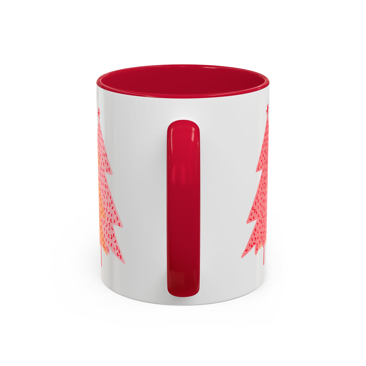 Simple Pink Pine Trees Coffee Mug (11oz), mug color and detail view 14