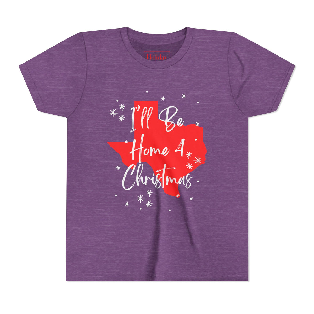Youth Texas, I'll Be Home For Christmas T Shirt, youth shirt color and fit view 5