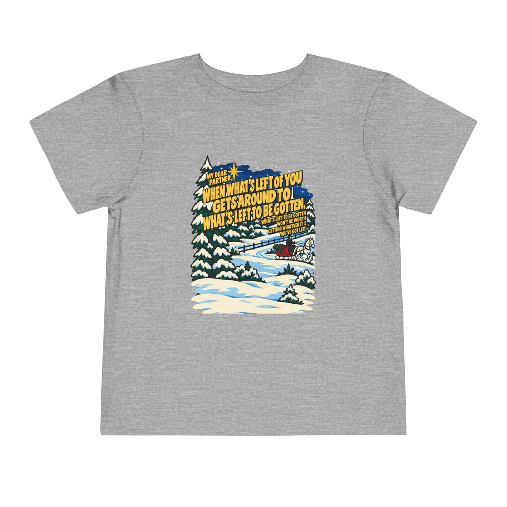 Toddler White Christmas Quote T-Shirt, apparel product mockup 1