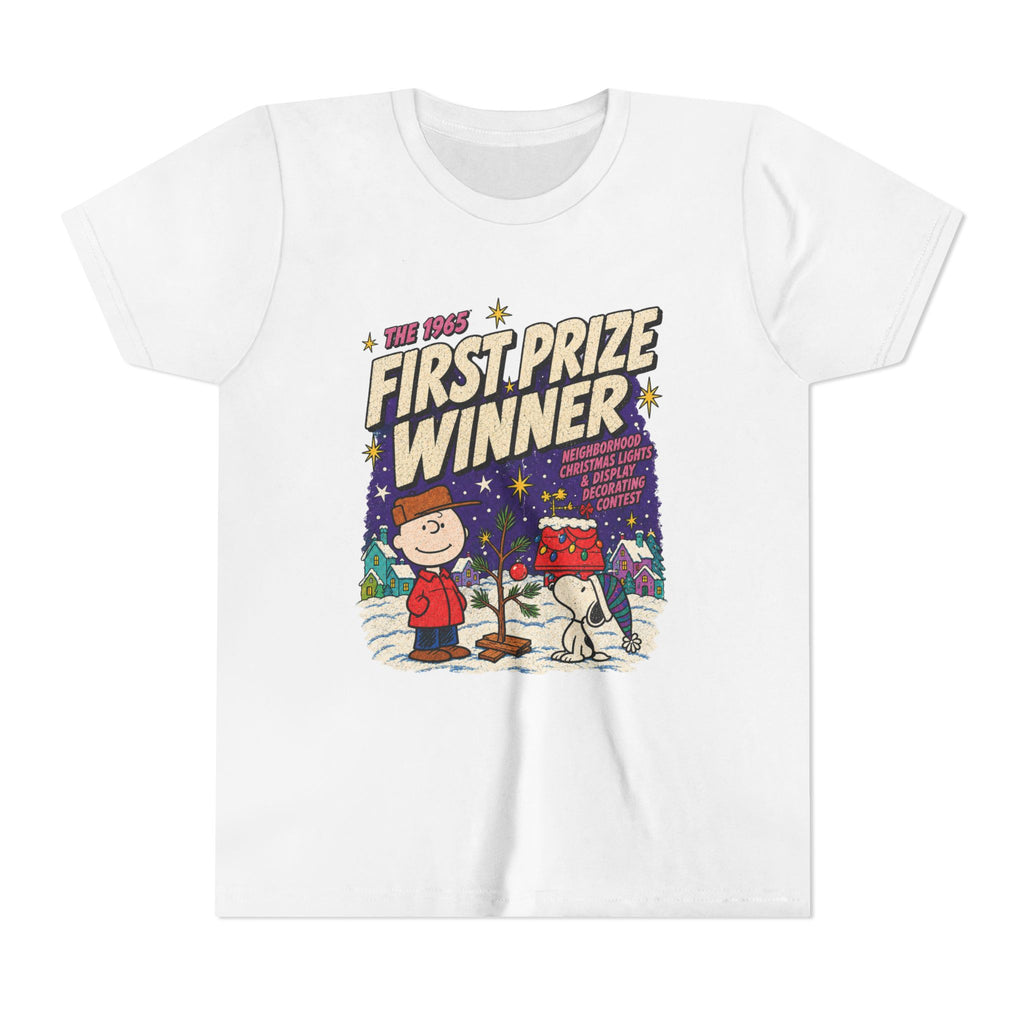 Youth Charlie Brown Christmas Light Contest Winner T Shirt by Holiday Fun