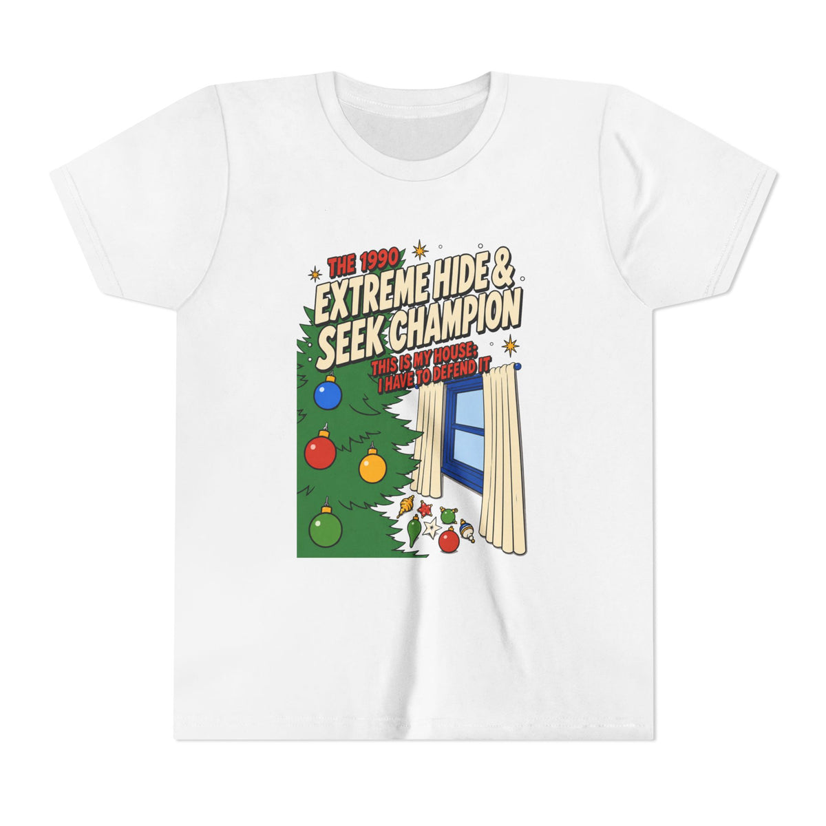 Youth Home Alone Hide & Seek Champion T Shirt by Holiday Fun