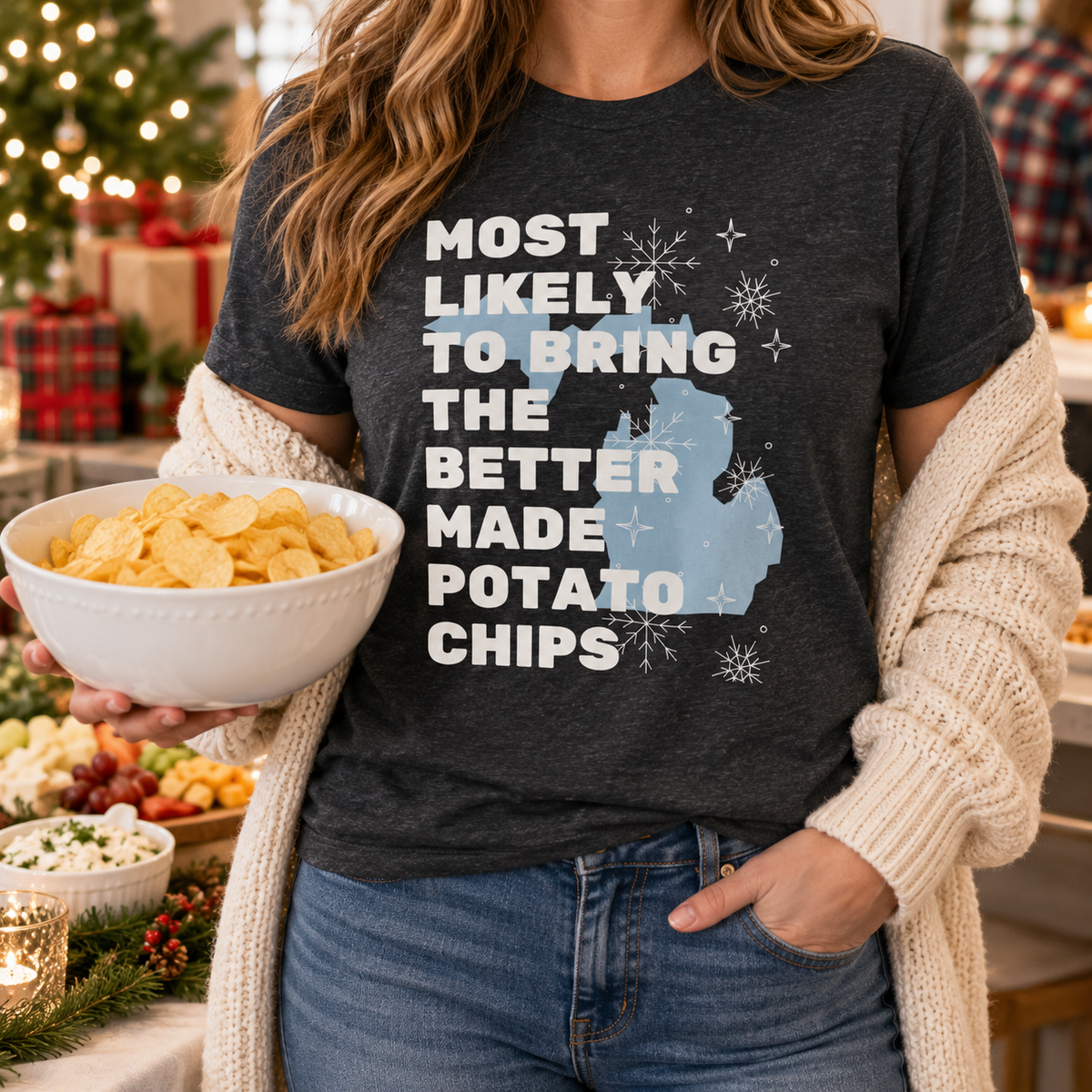Better Made potato chips T-shirt worn at holiday potluck