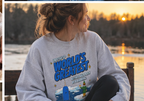 Heather Grey narwhal sweatshirt by winter lake