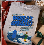 Heather Grey narwhal sweatshirt flat lay with holiday gifts